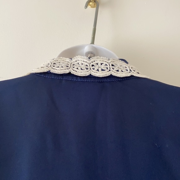 PINK LADY blue satin VINTAGE blouse LARGE - Picture 8 of 10